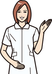 手をかざして案内する看護師