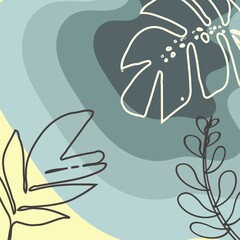 aesthetic floral background and textures vector with minimalist  abstract design and organic shapes. autumn background vector. square sosial media template background.