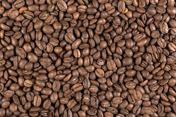 Fototapeta premium Roasted coffee beans. Food background. High quality photo