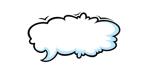 Cloudy speech bubble with shadow. Speech balloon for message or label. Vector illustration isolated in white background