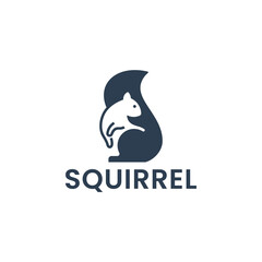 sitting squirrel ,black , logo template