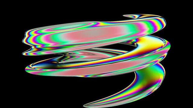 Bright spinning spiral in 3d render digital space. Graphic curved lines in illusory futuristic vortex. Twisted stripes in dynamic wavy dance. Element for creative splash and presentation