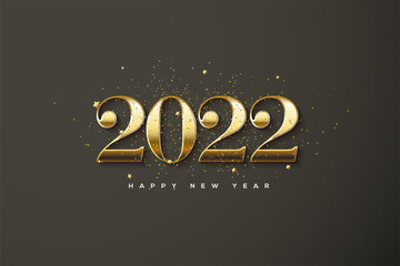Happy new year 2022 with majestic luxury gold numbers.