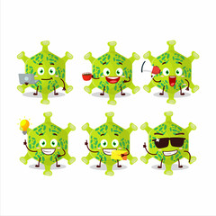 Nobecovirus cartoon character with various types of business emoticons