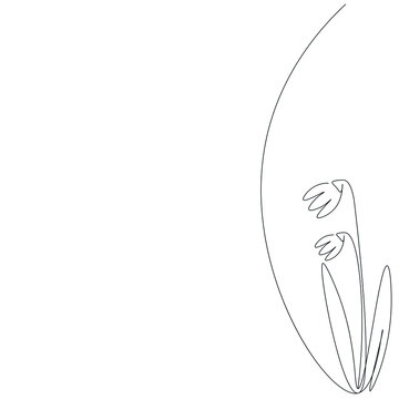 recommend clip art: Spring flower snowdrop line drawing vector illustration