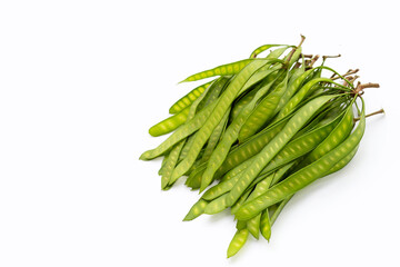 Young fruit of Leucaena leucocepphala on white background.