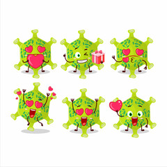 Nobecovirus cartoon in character with love cute emoticon