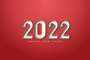 2022 happy new year with 3d emboss effect.