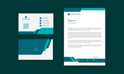 Modern blue color business card and letterhead template, stationary template