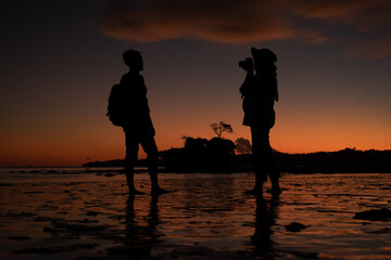 silhouette of parent and child