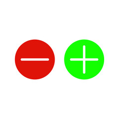 Fototapeta premium Vector illustration of plus and minus, black and white plus and less symbols on white background