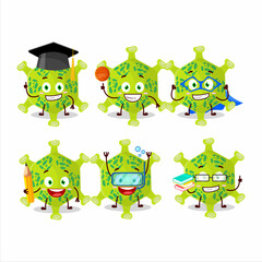 School student of nobecovirus cartoon character with various expressions
