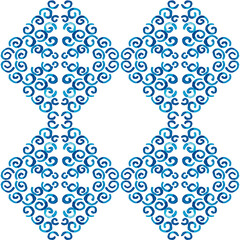 Azulejo watercolor seamless pattern. Traditional Portuguese ceramic tiles. Hand drawn abstract background. Watercolor artwork for textile, wallpaper, print, swimwear design. Blue azulejo pattern.