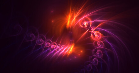 3D rendering abstract multicolor fractal light background