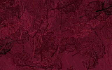 Dark Pink, Red vector doodle background with leaves.