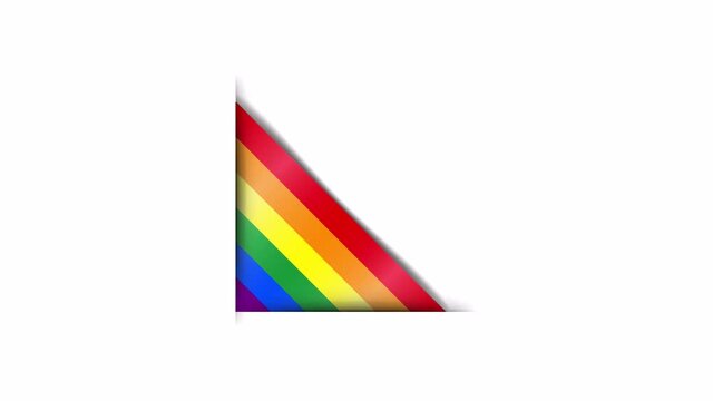 Realistic LGBT pride flag. Animated corner rainbow LGBT banner. Alpha channel.	