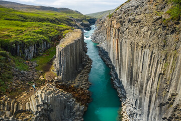 Studlagil basalt canyon, Iceland. One of the most epic and wonderfull nature sightseeing in Iceland