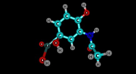 Acetarsol molecular structure isolated on black