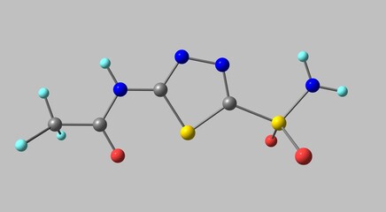Acetazolamide molecular structure isolated on grey