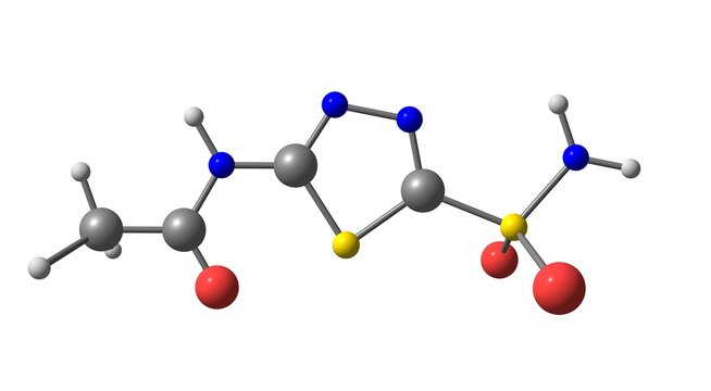 Acetazolamide Molecular Structure Isolated On White