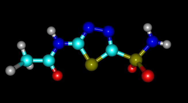 Acetazolamide Molecular Structure Isolated On Black