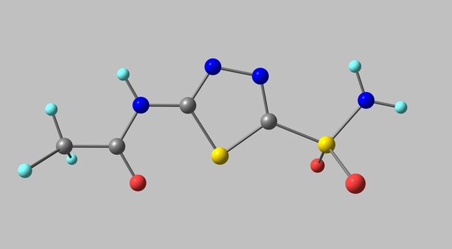 Acetazolamide Molecular Structure Isolated On Grey