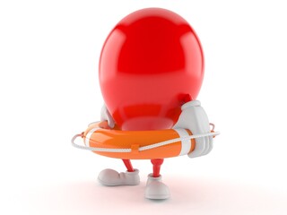 Balloon character holding life buoy