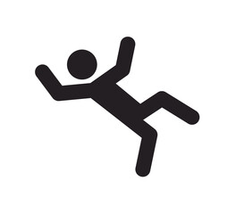A man falling down icon. Man slipped icon. Slippery wet floor. Vector illustration isolated on white background.
