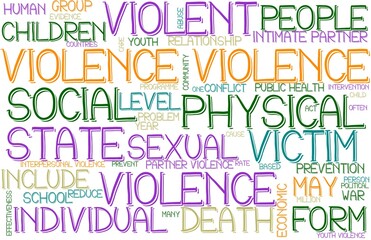 Violence Wordcloud Banner, Wallpaper, Background, Book Cover, Wordart