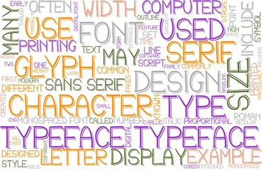 Typeface Wordcloud Banner, Wallpaper, Background, Book Cover, Wordart