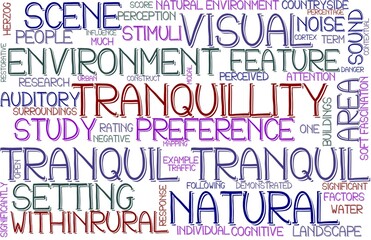 Tranquil Wordcloud Banner, Wallpaper, Background, Book Cover, Wordart