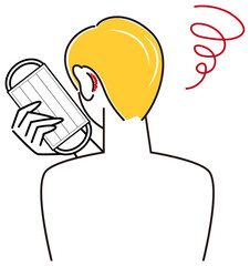 スキンケア マスクの着用が原因で耳の後ろ側が傷ついてしまい痛い男性 イラスト シンプル ベクター