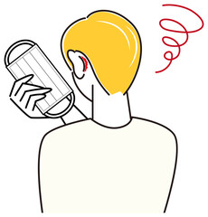 スキンケア マスクの着用が原因で耳の後ろ側が傷ついてしまい痛い男性 イラスト シンプル ベクター