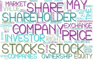 Stocks Wordcloud Banner, Wallpaper, Background, Book Cover, Wordart
