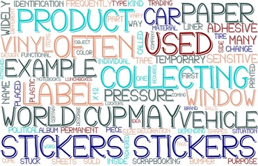 Stickers Wordcloud Banner, Wallpaper, Background, Book Cover, Wordart