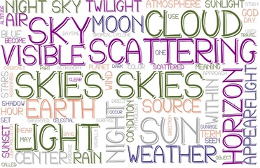 Skies Wordcloud Banner, Wallpaper, Background, Book Cover, Wordart