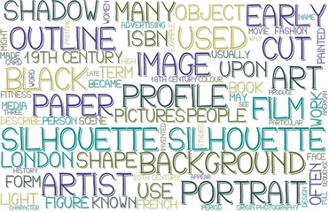 Silhouette Wordcloud Banner, Wallpaper, Background, Book Cover, Wordart