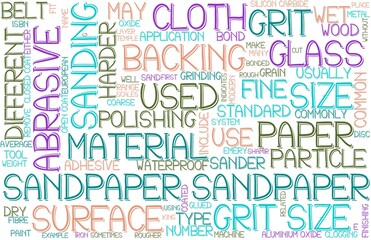 Sandpaper Wordcloud Banner, Wallpaper, Background, Book Cover, Wordart