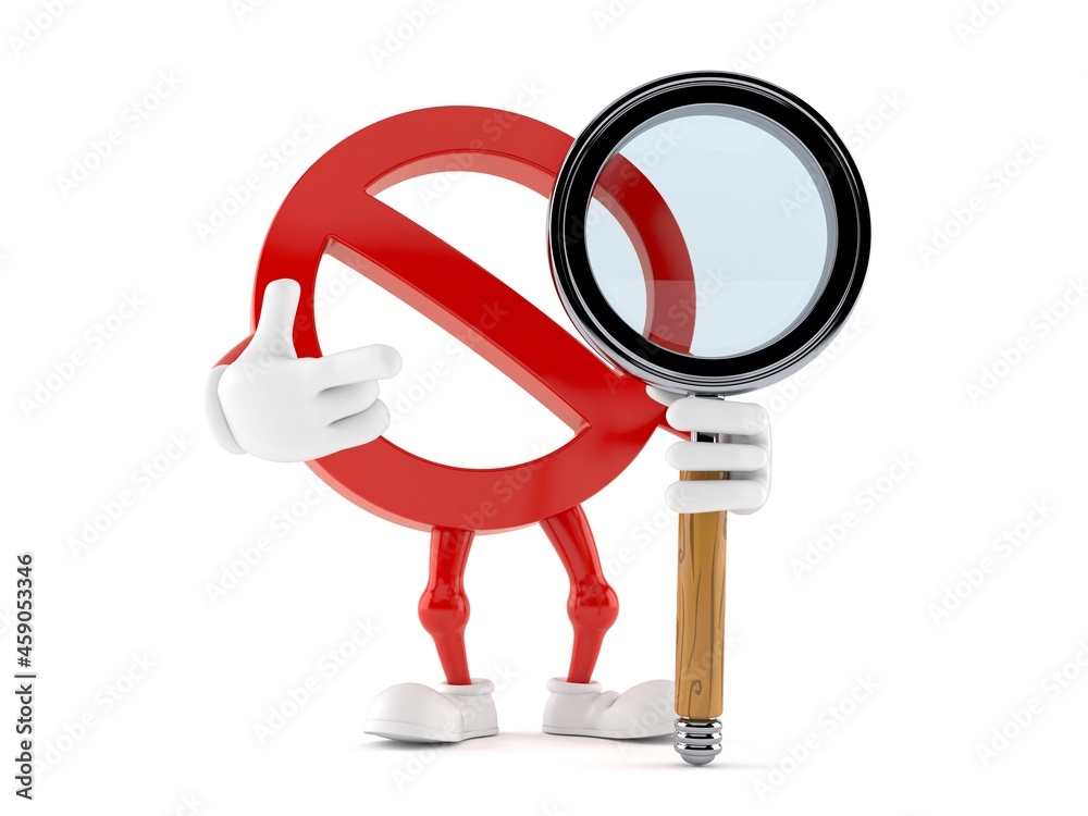 Poster forbidden character with magnifying glass