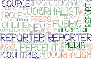 Reporter Wordcloud Banner, Wallpaper, Background, Book Cover, Wordart