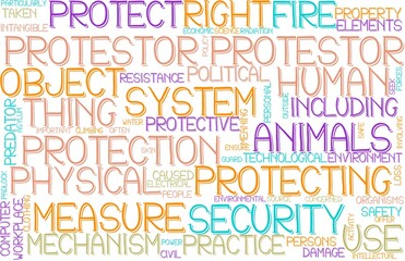 Protestor Wordcloud Banner, Wallpaper, Background, Book Cover, Wordart