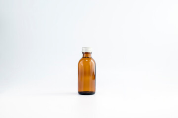 blank medicine or cosmetic ingredient bottles mock up on background