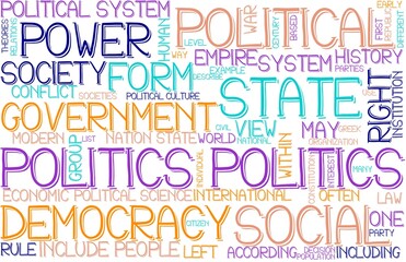 Politics Wordcloud Banner, Wallpaper, Background, Book Cover, Wordart