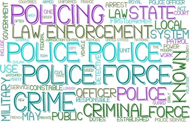 Police Wordcloud Banner, Wallpaper, Background, Book Cover, Wordart
