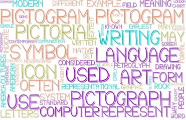 Pictogram Wordcloud Banner, Wallpaper, Background, Book Cover, Wordart