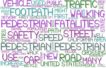 Pedestrian Wordcloud Banner, Wallpaper, Background, Book Cover, Wordart