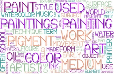 Paintings Wordcloud Banner, Wallpaper, Background, Book Cover, Wordart