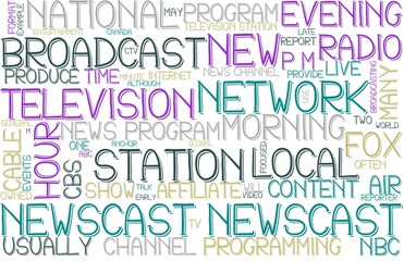 Newscast Wordcloud Banner, Wallpaper, Background, Book Cover, Wordart
