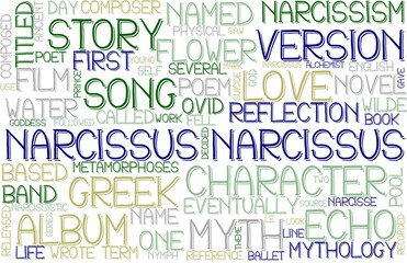 Narcissus Wordcloud Banner, Wallpaper, Background, Book Cover, Wordart