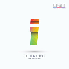 Colorful Gradient Pixelated Origami Style Alphabet I Logo 